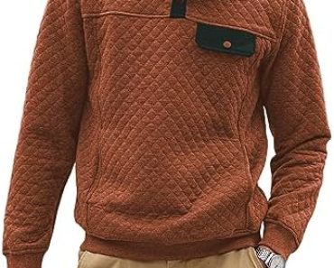 JMIERR Men’s Quilted Sweatshirt Casual Long Sleeve Outdoor S…