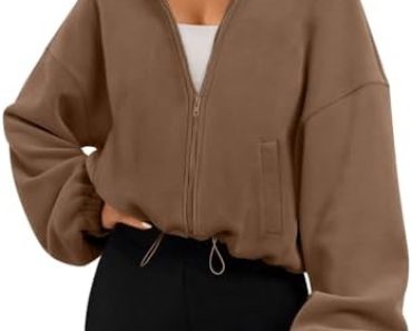 AUTOMET Womens Zip Up Hoodies Oversized Sweatshirts Long Sle…