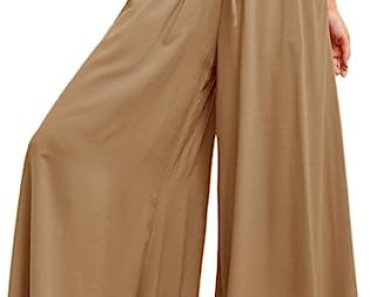 Muchpow Women’s Wide Leg Drawstring Pants Elastic Waisted Ca…