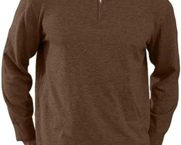 CTU Mens Fashion Quarter-Zip V Neck Polo Shirts Mock Neck Ba…