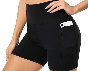 FULLSOFT High Waisted Biker Shorts for Women-5″ Tummy Contro…