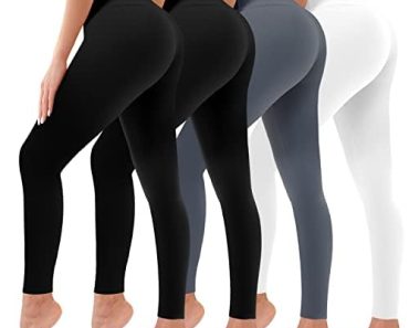 4 Pack Leggings for Women Butt Lift High Waisted Tummy Contr…