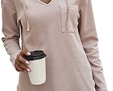 morhuduck Women’s V Neck Hoodies Long Sleeve Sweatshirt Draw…