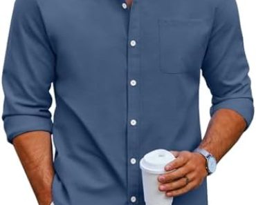 COOFANDY Men’s Oxford Shirt Long Sleeve Casual Button Down S…