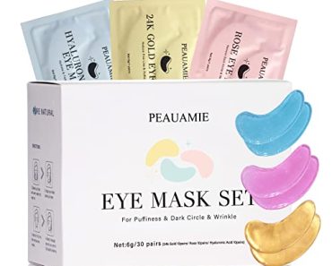 PEAUAMIE Under Eye Patches (30 Pairs) Gold Eye Mask and Hyal…