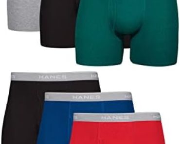 Hanes Men’s Boxer Briefs, Soft and Breathable Cotton Underwe…