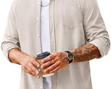COOFANDY Men’s Waffle Button Down Shirts Casual Long Sleeve …