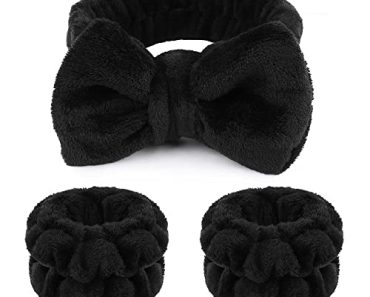 WSYUB Makeup Headbands, 1pcs Black Spa Headband Fluffy Bow T…