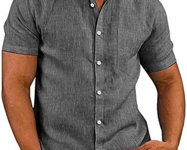 COOFANDY Men’s Linen Shirts Casual Button Down Short Sleeve …