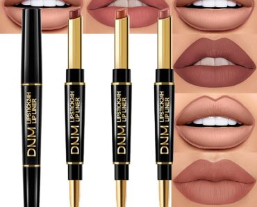 evpct 3Pcs Chestnut Nude Brown Lip Liner and Lipstick Set Ki…