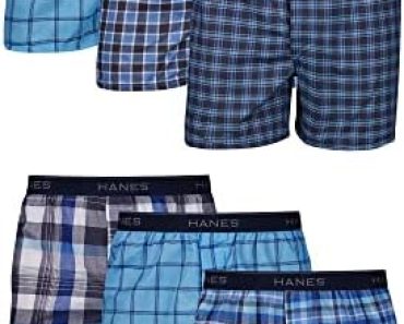 Hanes Men’s Tagless Boxer Underwear, Exposed Waistband, Mult…