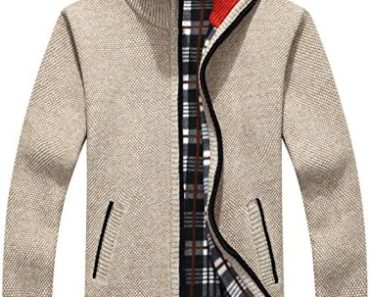 Yeokou Men’s Shawl Collar Cardigans Slim Fit Button Cable Kn…