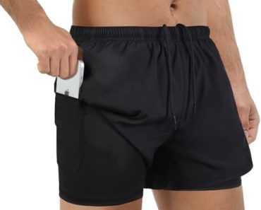 FUNARTY Men’s 2 in 1 Running Shorts, Workout Shorts with Lin…