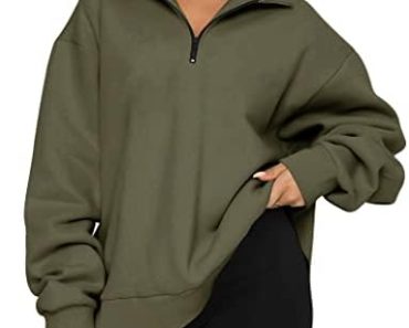 Trendy Queen Womens Oversized Sweatshirts Hoodies Half Zip P…