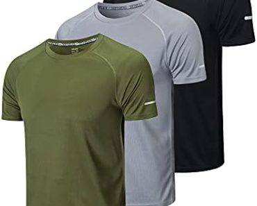frueo Men’s 3 Pack Workout Shirts Dry Fit Moisture Wicking S…