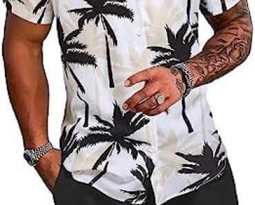 SOLY HUX Men’s 2 Piece Outfits Tropical Print Short Sleeve B…