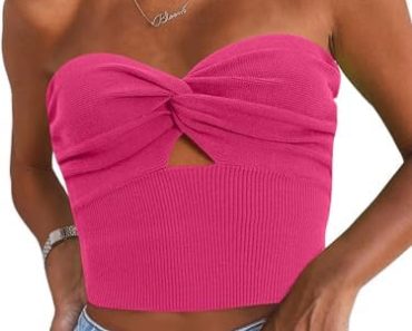 EFAN Womens Tube Tops Going Out Cut Out Twist Knot Front Ban…