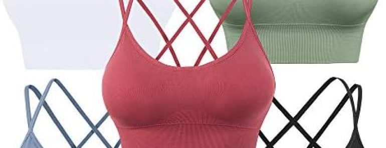 Evercute Cross Back Sport Bras Padded Strappy Criss Cross Cr…