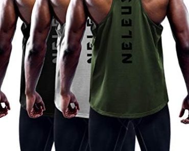 NELEUS Men’s 3 Pack Dry Fit Y-Back Muscle Tank Top