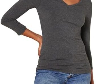 Amazon Essentials Women’s Classic-Fit 3/4 Sleeve V-Neck T-Sh…