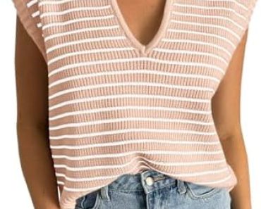 Yousify Summer Sweaters for Women 2024 V Neck Cap Sleeve Top…