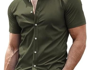 COOFANDY Men’s Muscle Fit Dress Shirts Wrinkle-Free Short Sl…