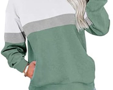 PGANDS Women’s Color Block Sweatshirt Tops Long Sleeve Crewn…