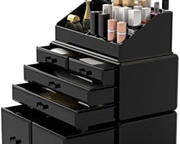 READAEER Makeup Organizer 3 Pieces Cosmetic Storage Case wit…