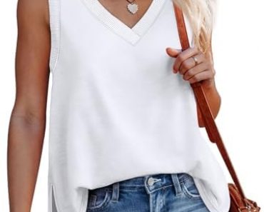 Womens Tank Tops Summer V Neck Loose Fit Casual Basic Side S…