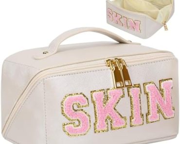 JOINDO Large Capacity Travel Cosmetic Bag, Chenille Letter P…