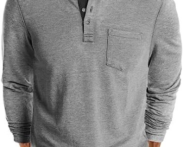 Lexiart Mens Fashion Henley Shirts Long Sleeve Button Cotton…