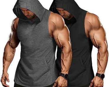 COOFANDY Men’s 2 Pack Workout Hooded Tank Tops Bodybuilding …