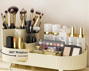 New 360 Rotating Makeup Organizer for Vanity with Brush Hold…