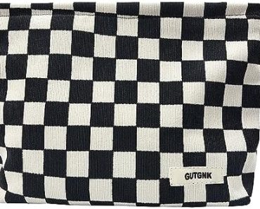 Women’s Cosmetic Bag, Corduroy Checkerboard Travel Cosmetic …